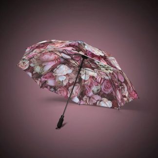 Vintage Rose Floral Semi-Automatic Foldable Umbrella | Pink Rose Pattern