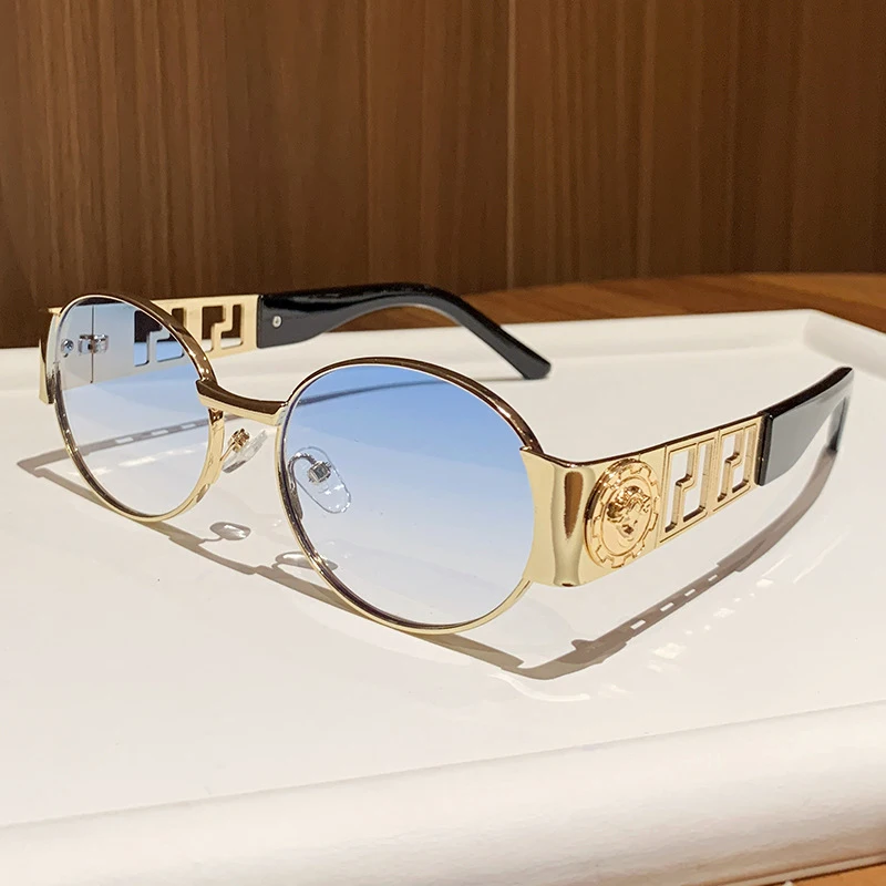 Vintage Oval Sunglasses - Metal Frame UV400 - Image 9