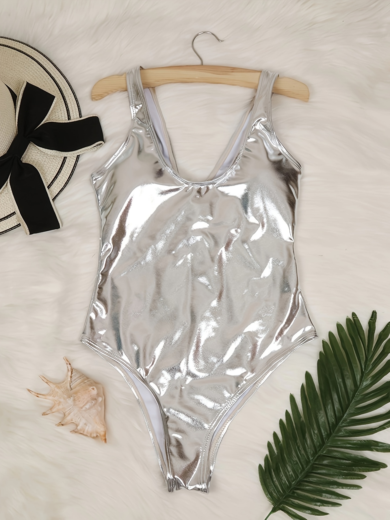 Vibrant Golden Metallic One-Piece Swimsuit - Image 9
